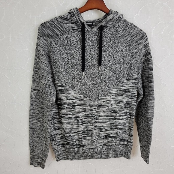 INC International Concepts Men's Gray Pullover Sweater Medium Marled Knit Hooded - Picture 1 of 5